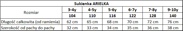 wymiary sukienka Arielka