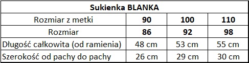 wymiary sukienka tiulowa BLANKA