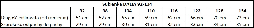 wymiary sukienka Dalia