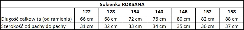 wymiary sukienka Roksana